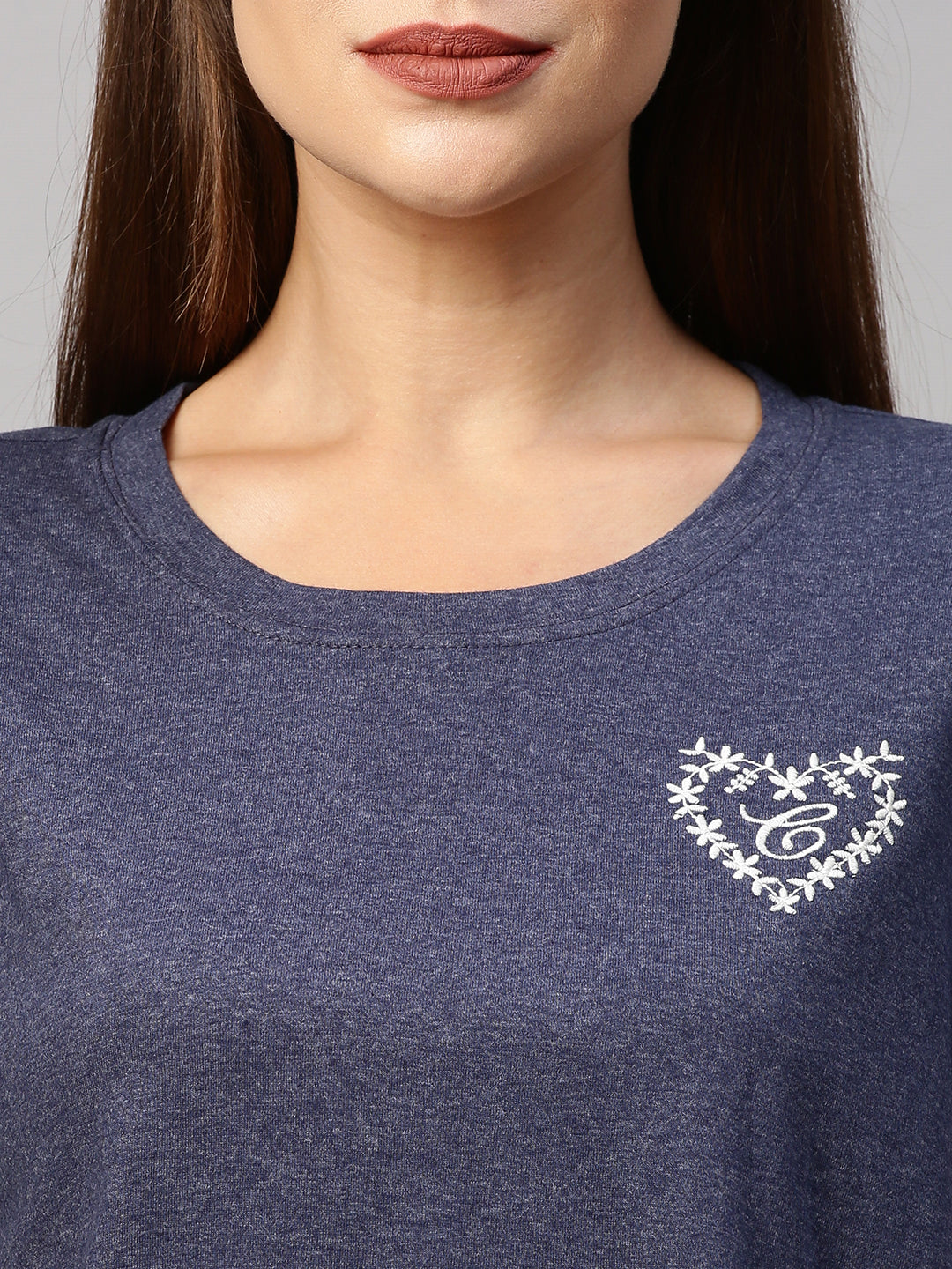 Embroidered Cotton Jersey Tee W/ Plaid Double Fabric Pj's