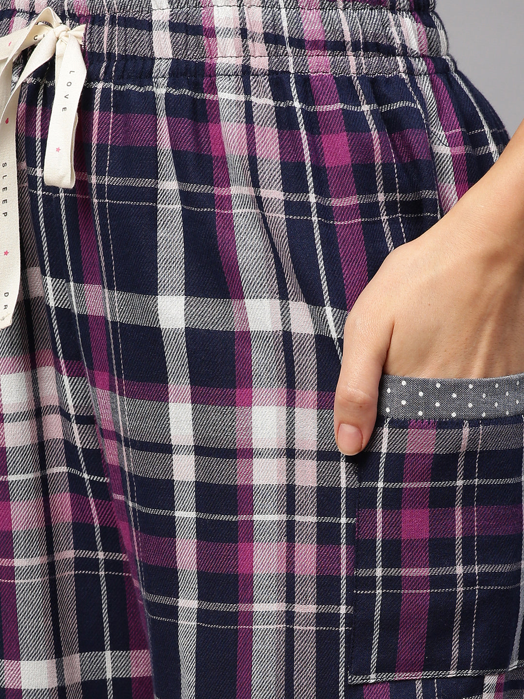 Embroidered Cotton Jersey Tee W/ Plaid Double Fabric Pj's