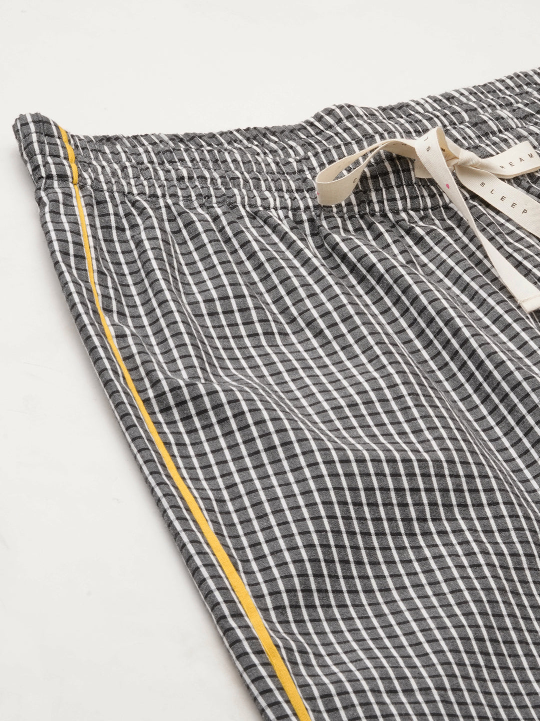 Black & White Checkered Nightsuit W/ Contrast Piping