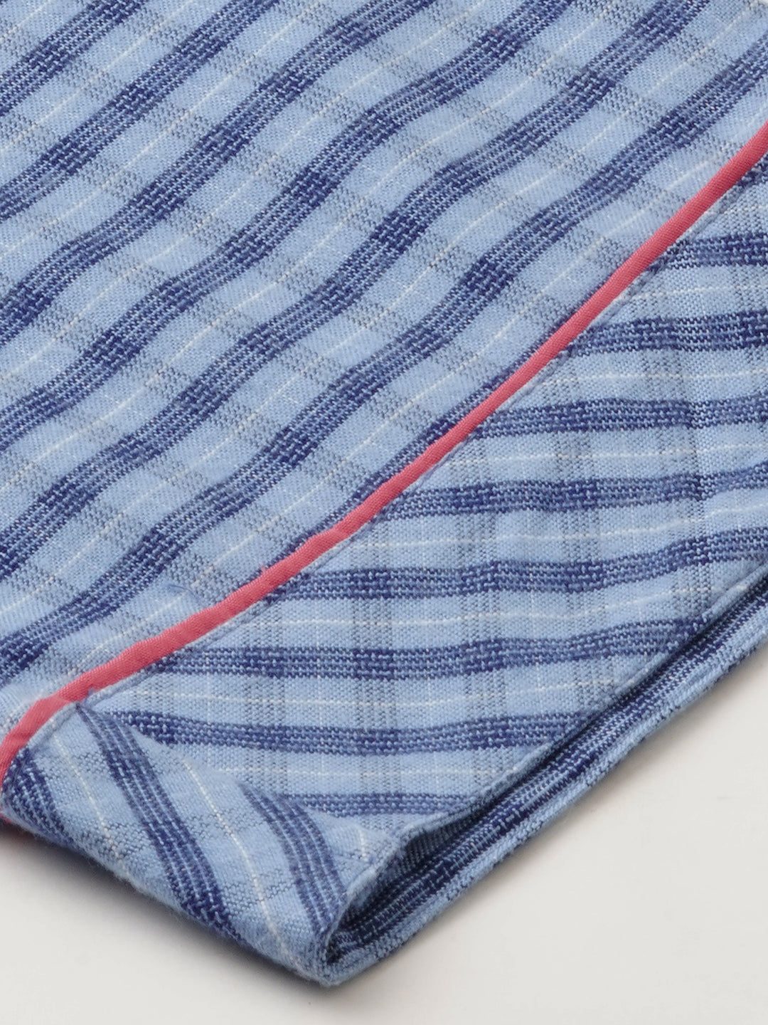 Drop Shoulder Checkered Nihgtsuit W/ Contrast Detailing