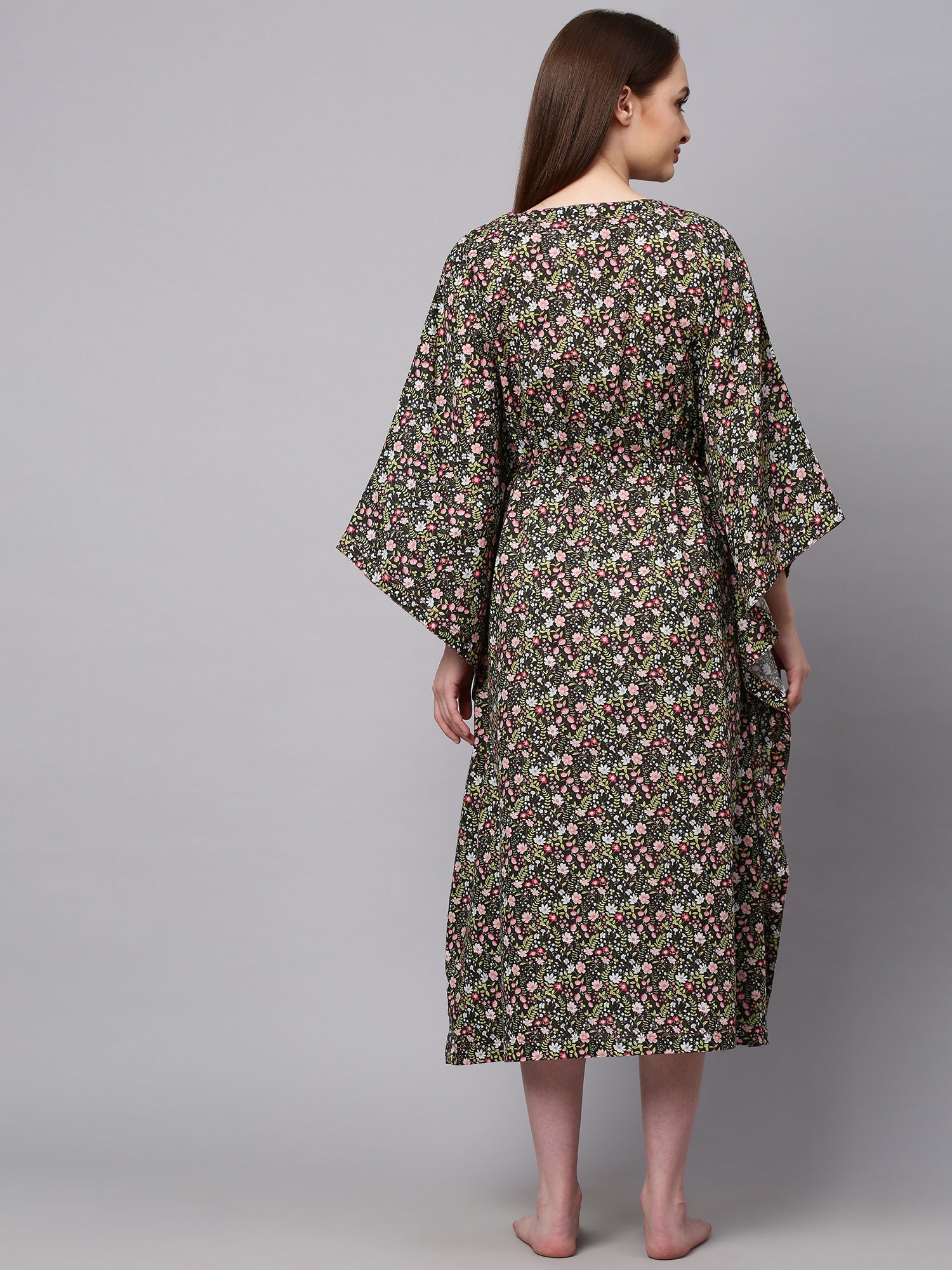 Printed Cambric Kaftan Lounge Dress