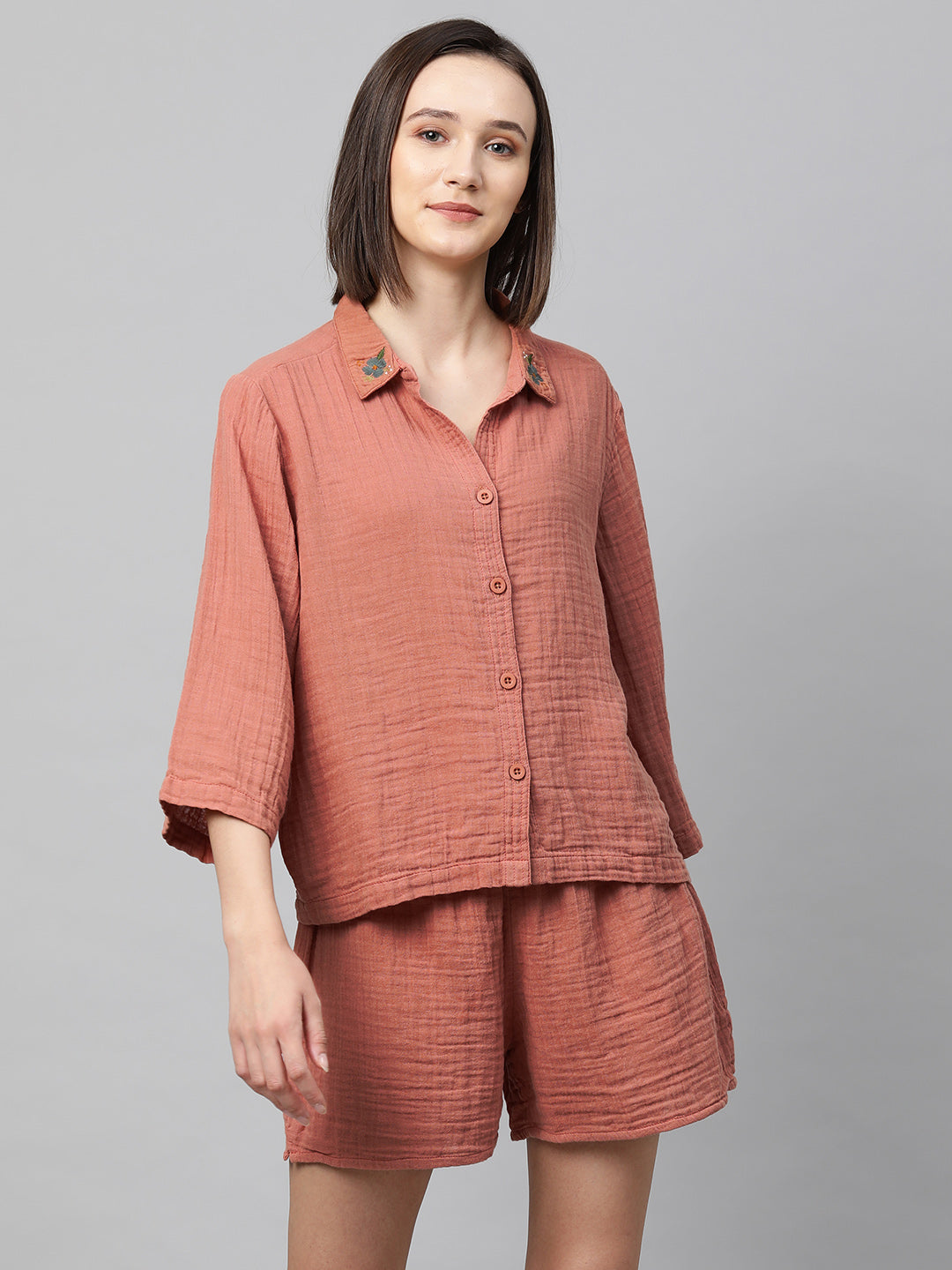 Double Fabric Crinkle Lounge Set