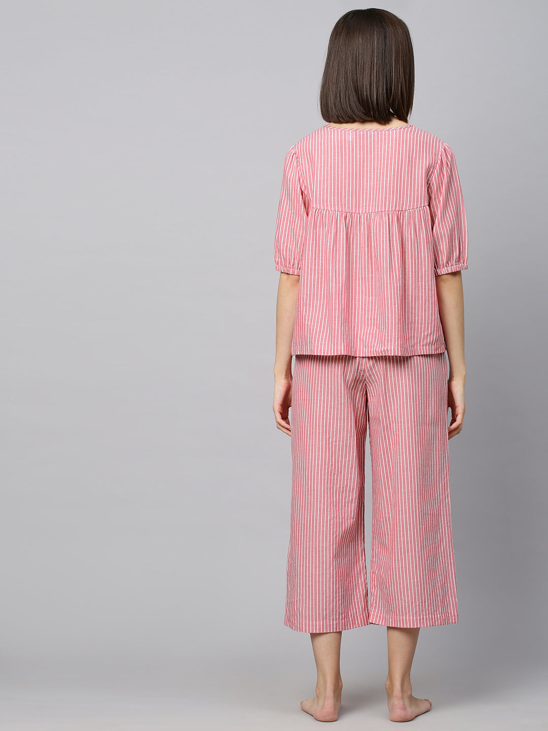 Embroidered Striped Lounge Set