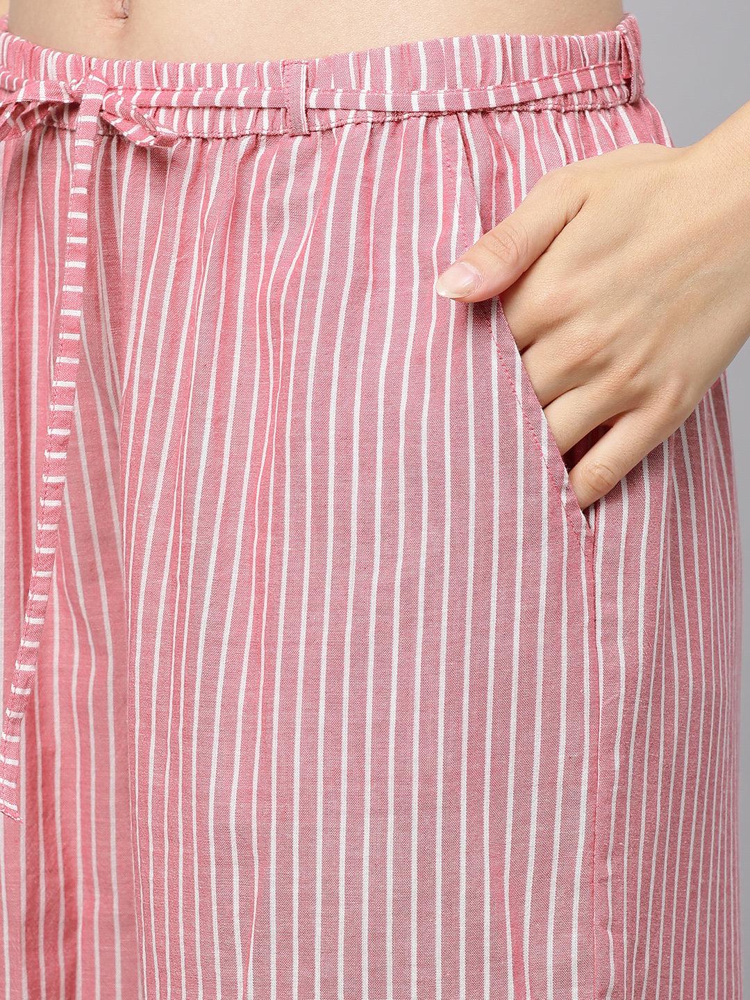 Embroidered Striped Lounge Set