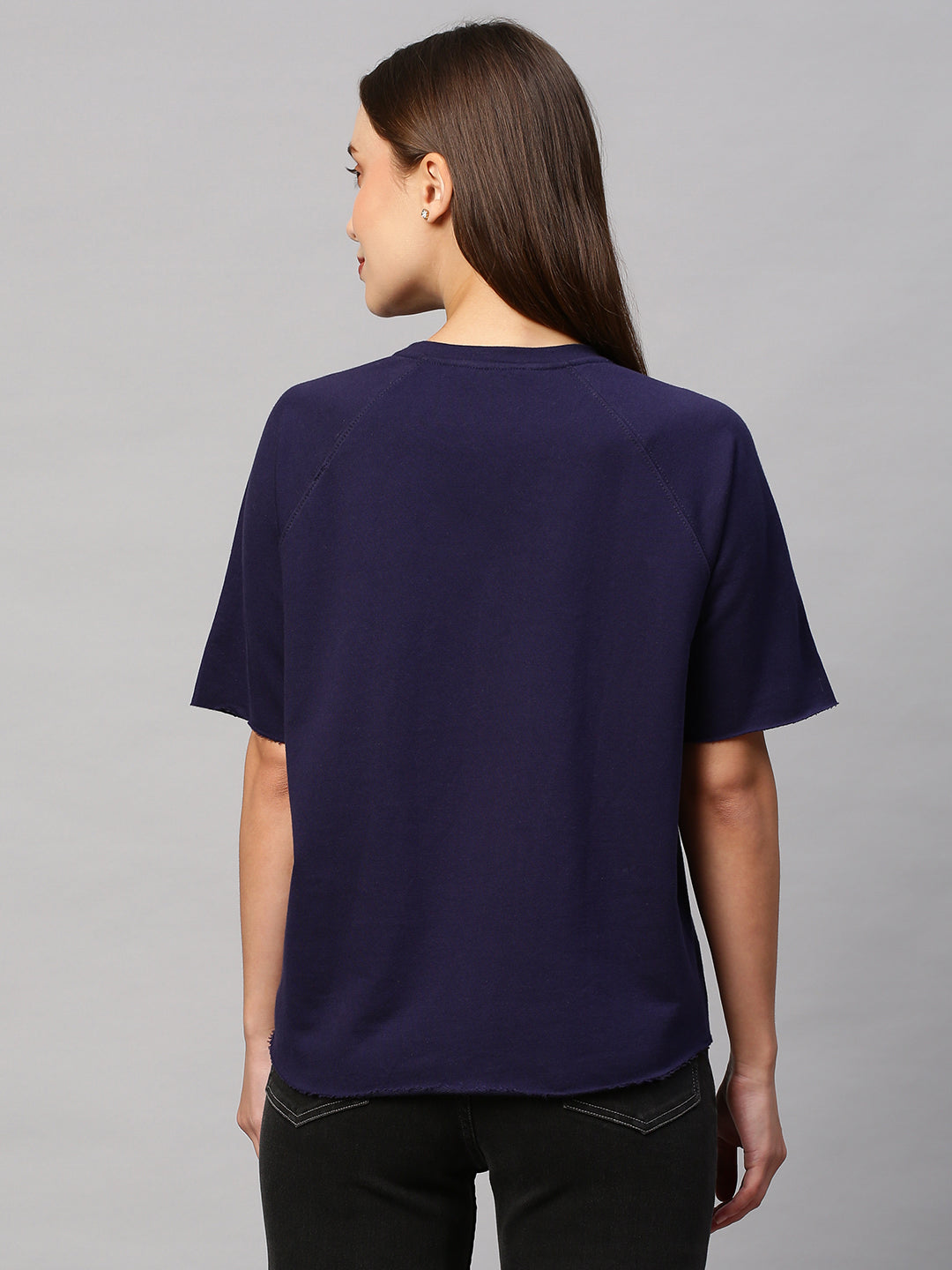 French Terry Raglan Sleeved Sweatshirt With "Sea-Horse" Embroidery
