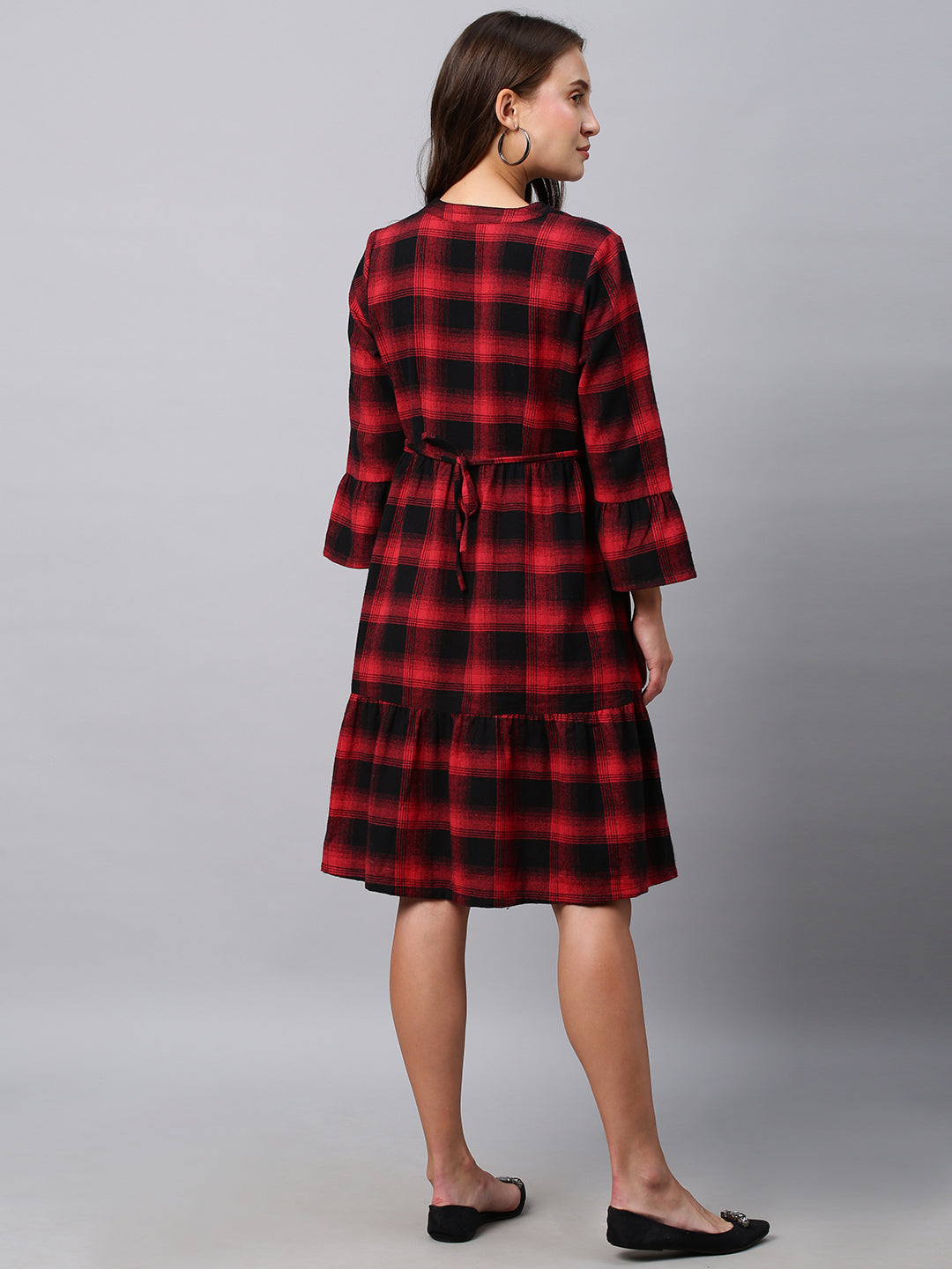 Brushed Flannel, Bias Yoke Tiered Plaid Dress