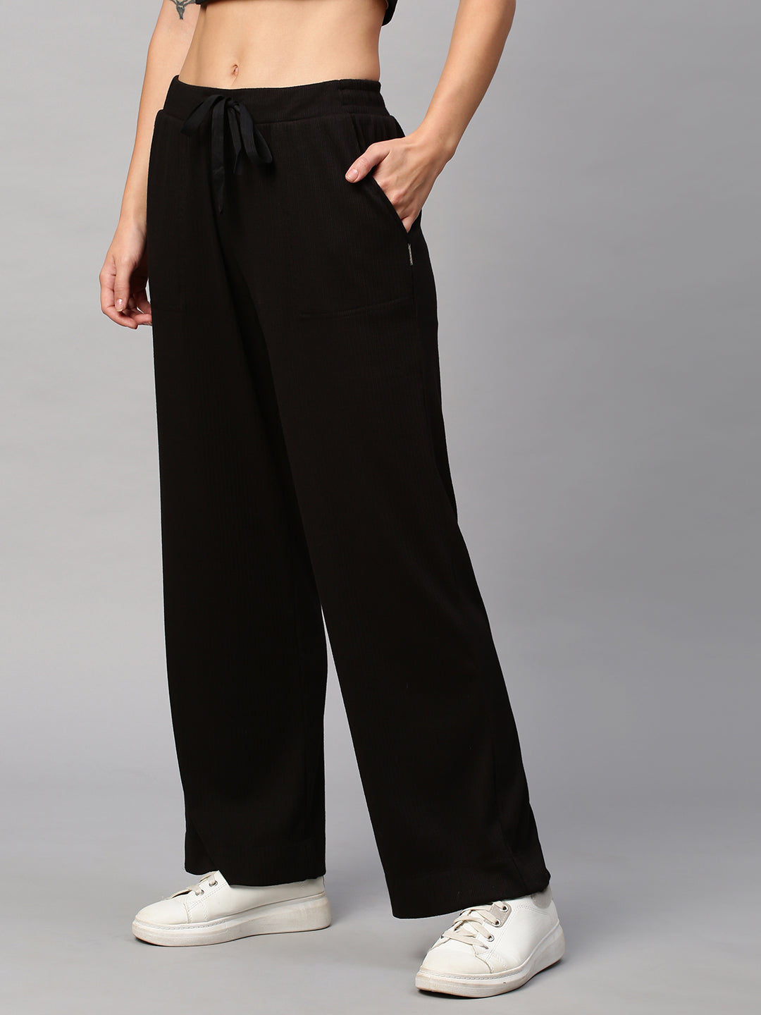 Mid Waisted Ribbed Lycra Wide Leg  Lounge Pants