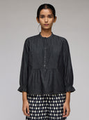 DENIM TUNIC WITH PINTUCK YOLK AND ELASTICATED SLEEVES