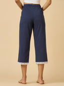 NAVY MELANGE LACE TRIMMED PJ'S