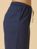 NAVY MELANGE LACE TRIMMED PJ'S