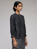 DENIM TUNIC WITH PINTUCK YOLK AND ELASTICATED SLEEVES