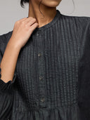 DENIM TUNIC WITH PINTUCK YOLK AND ELASTICATED SLEEVES