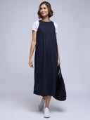 CORDROY A-LINE DRESS IN NAVY