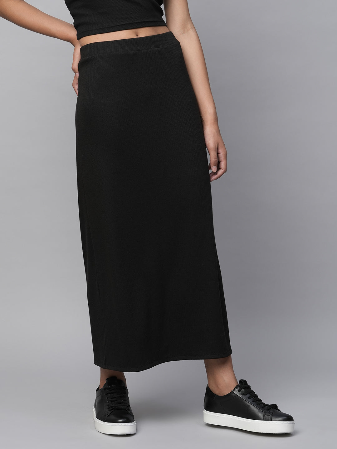 Ribbed Knit Pull On Lounge Skirt