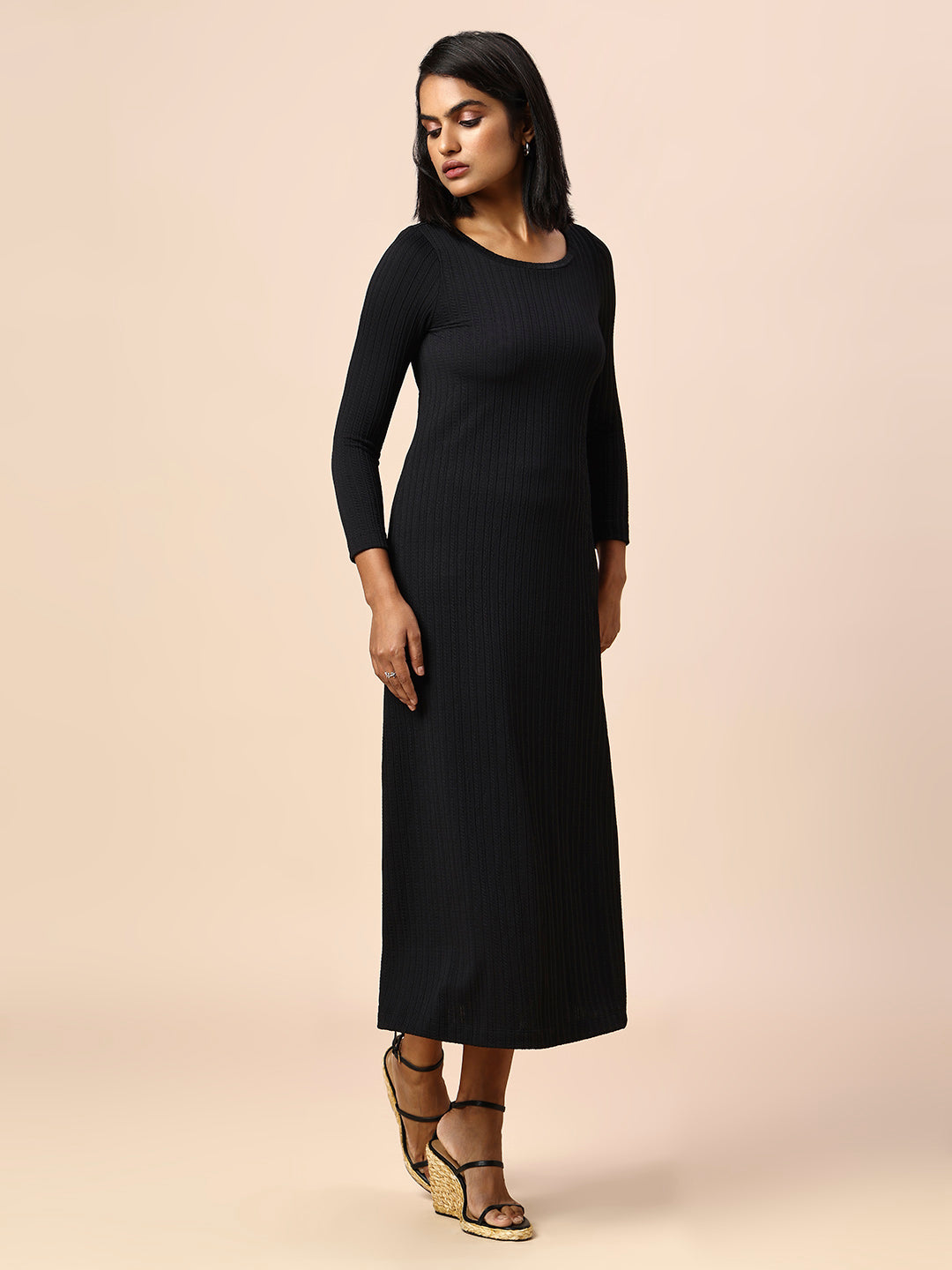 TEXTURED KNIT A-LINE DRESS