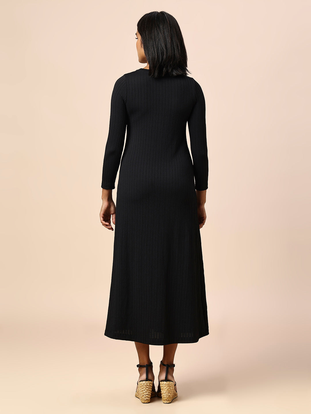 TEXTURED KNIT A-LINE DRESS