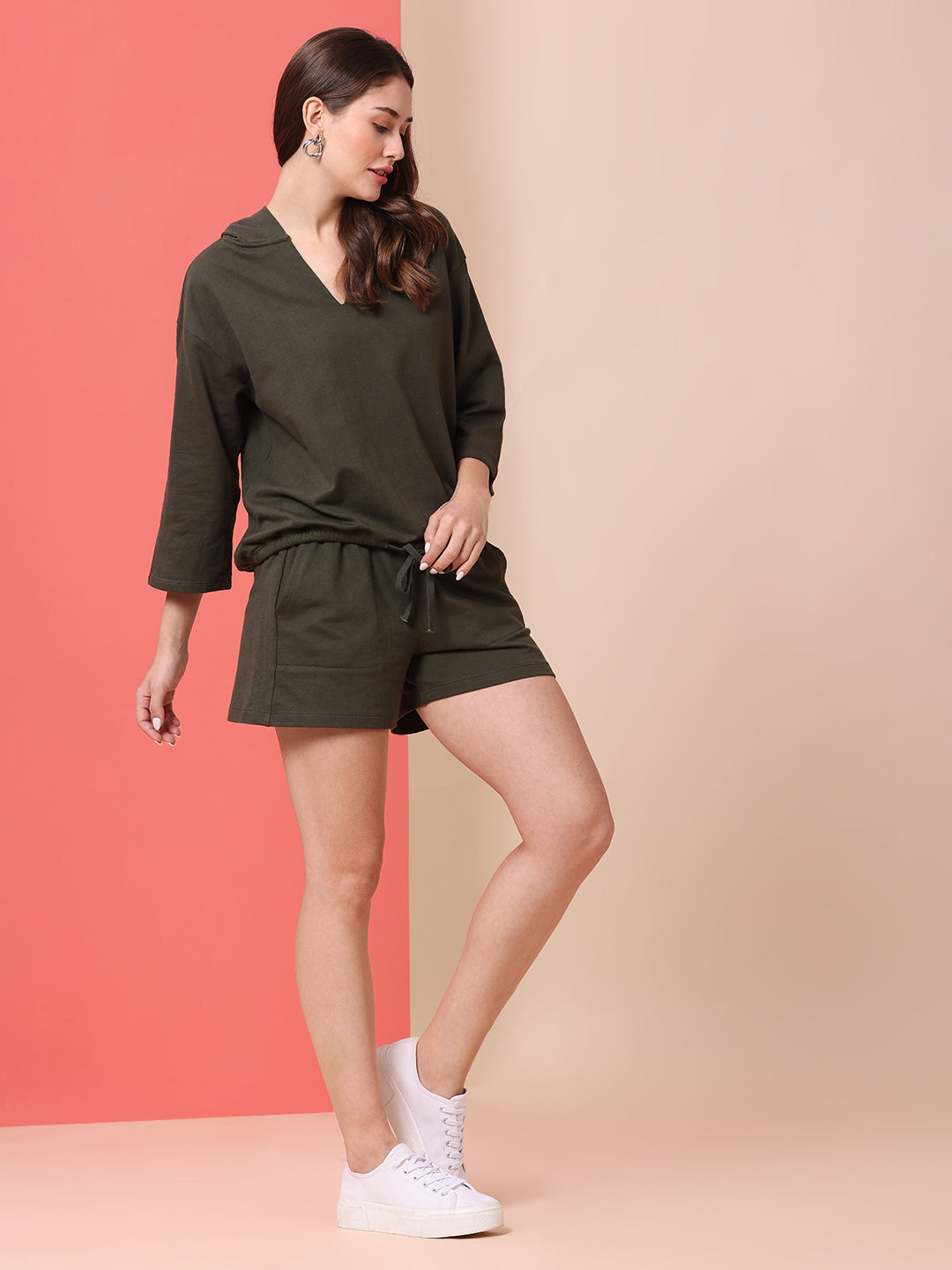 FRENCH TERRY HOODIE & SHORTS CO-ORD SET