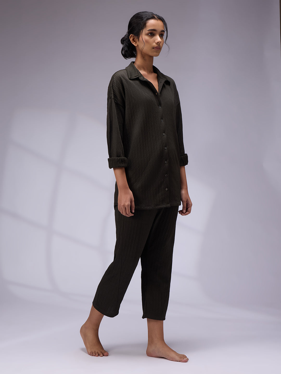 OLIVE FULL SLEEVE KNIT CO-ORD SET