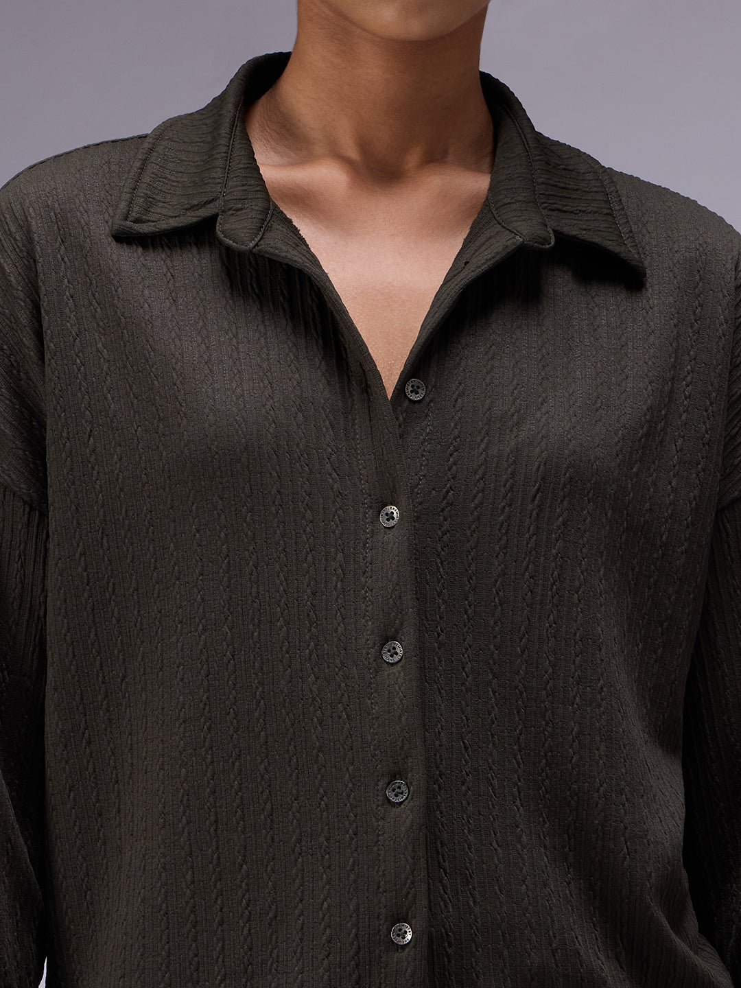 OLIVE FULL SLEEVE KNIT CO-ORD SET