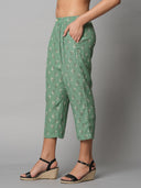 Viscose Crepe Butti Printed Pleated Cropped Pants