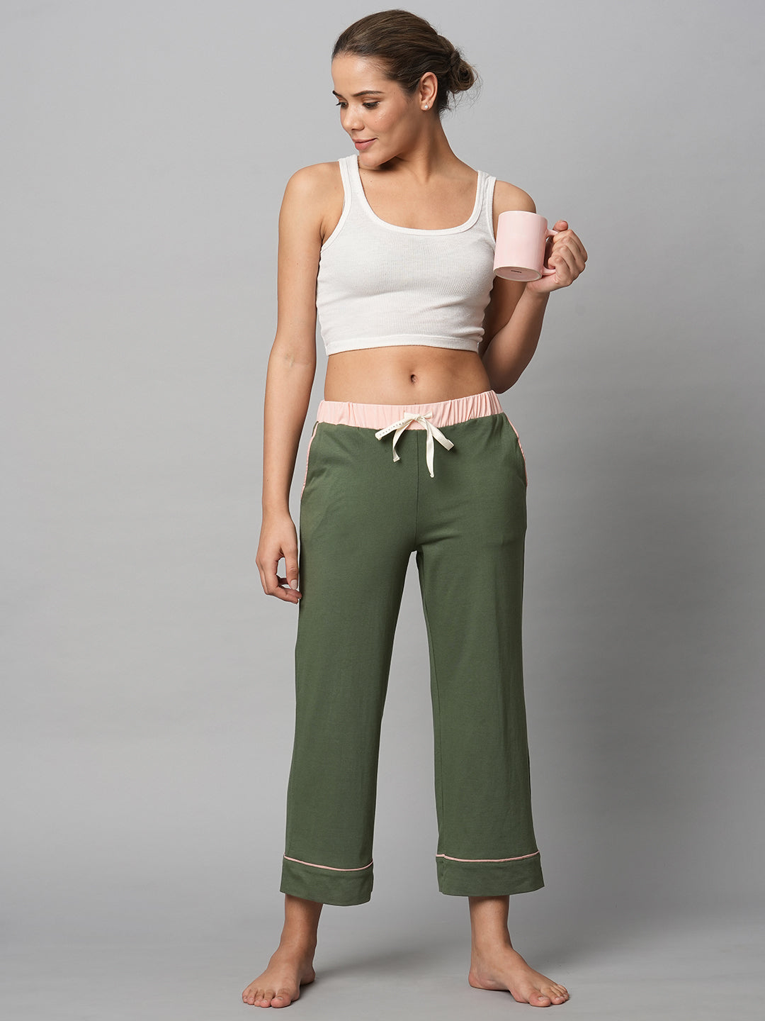 Solid Cotton Jersey Cropped Lounge Pj's