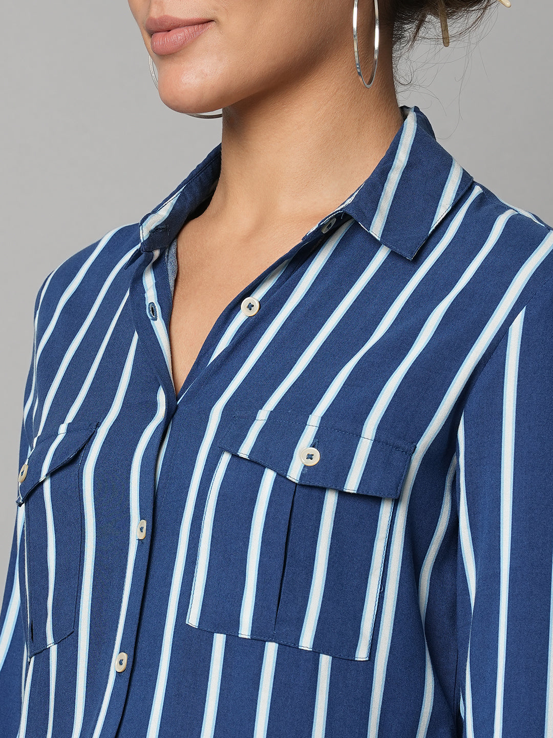 Rayon Printed Striped Fluid Shirt