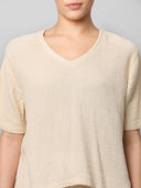 CRINKLE DOUBLE CREPE COTTON DROP SHOULDER TOP & SHORTS SET