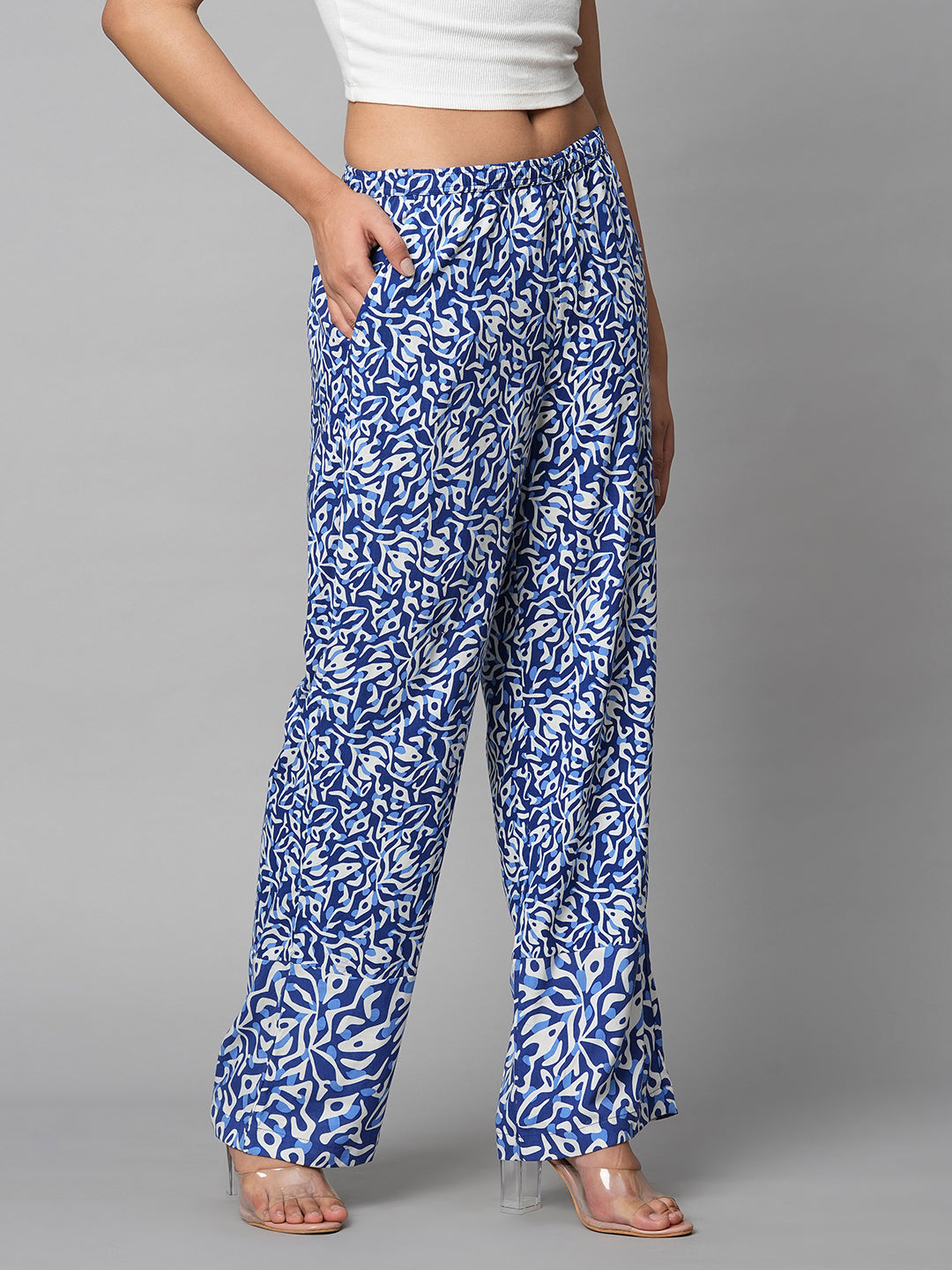 MIX N MATCH RAYON PRINTED PULL ON FLUID PANTS