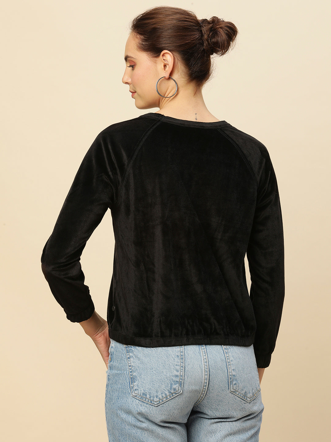 VELOUR SWEATSHIRT WITH SEAMED DETAILING
