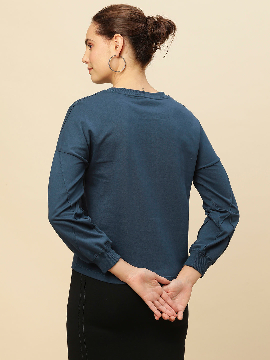 French Terry Drop Shoulder Sweatshirt With Pin Tucked Detailing