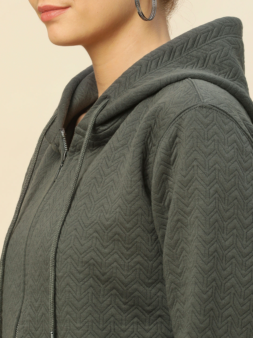 Quilted Zippered Hooded Jacket