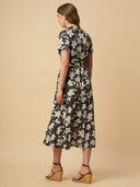 FLORAL PRINTED RAYON TIERED DRESS