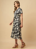FLORAL PRINTED RAYON TIERED DRESS
