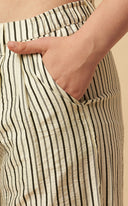 PRINTED STRIPES PLEATED SLIP ON TROUSERS
