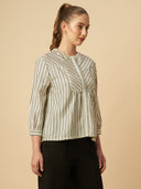 CRUSHED VISCOSE STRIPE TOP
