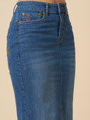 FADED DENIM 5 POCKET PENCIL SKIRT
