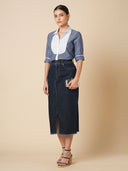 CHAMBRAY SHIRT WITH STRIPED YOKE  & DETAILING