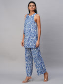 ABSTRACT PRINT VISCOSE INCUT KURTA  & PLEATED FLARED LEG PANT SET