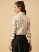 CRUSHED VISCOSE PRINTED STRIPES SHIRT