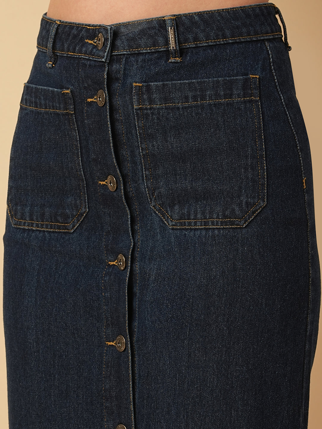 BUTTON DOWN DENIM MAXI SKIRT