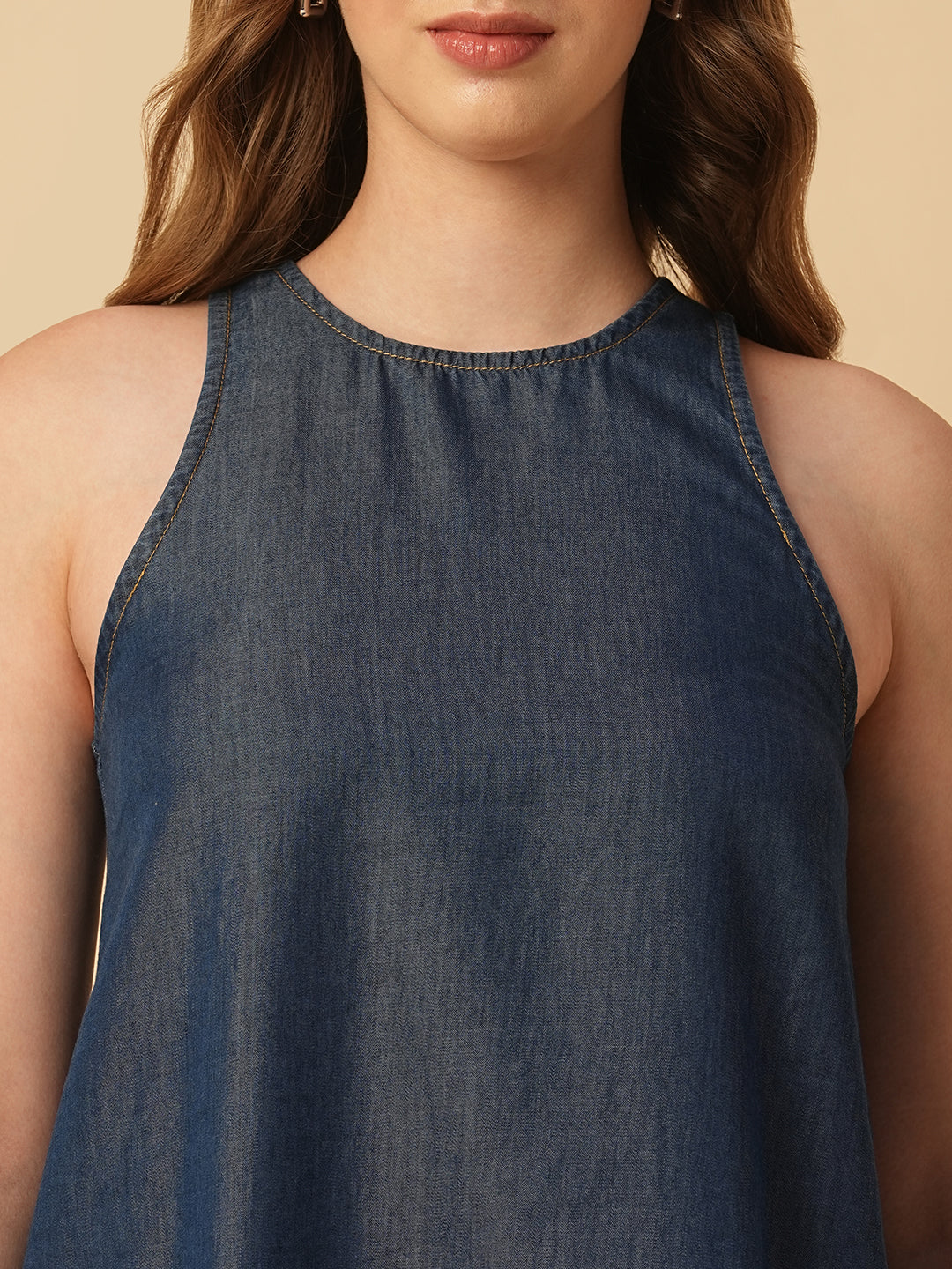 DENIM A-LINE INCUT DRESS
