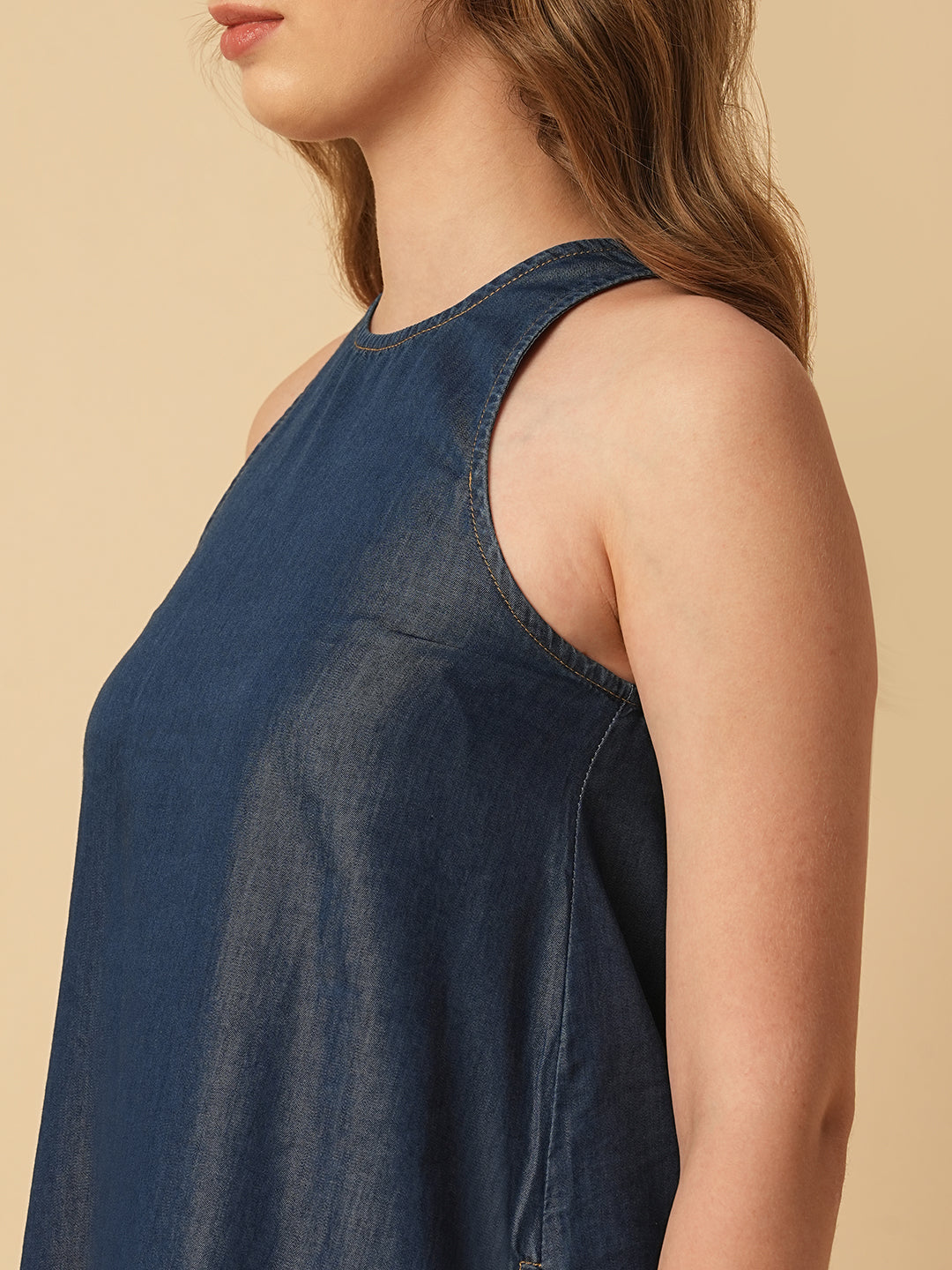 DENIM A-LINE INCUT DRESS