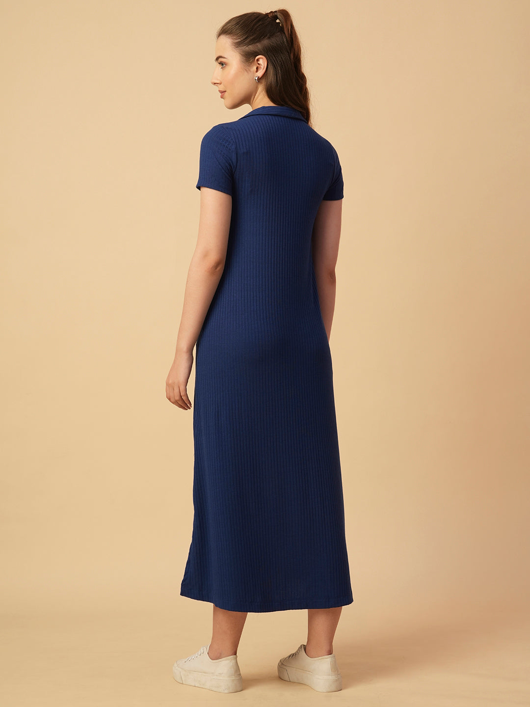 RIBBED POLO DRESS
