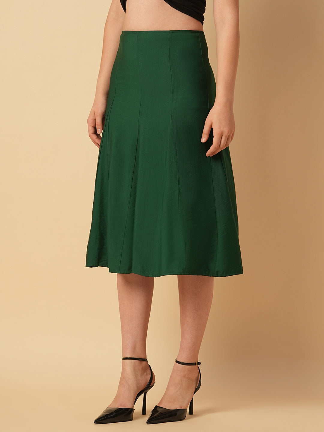 VISCOSE TWILL PANELLED SKIRT