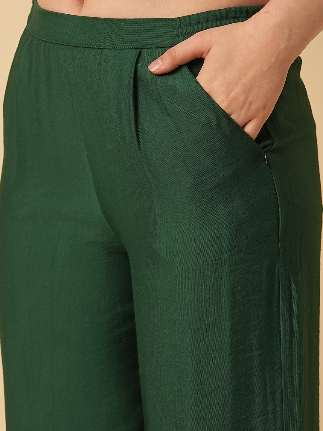 VISCOSE TWILL ONE SHOULDER BELTED TOP & PULL ON TROUSER CO-ORD SET