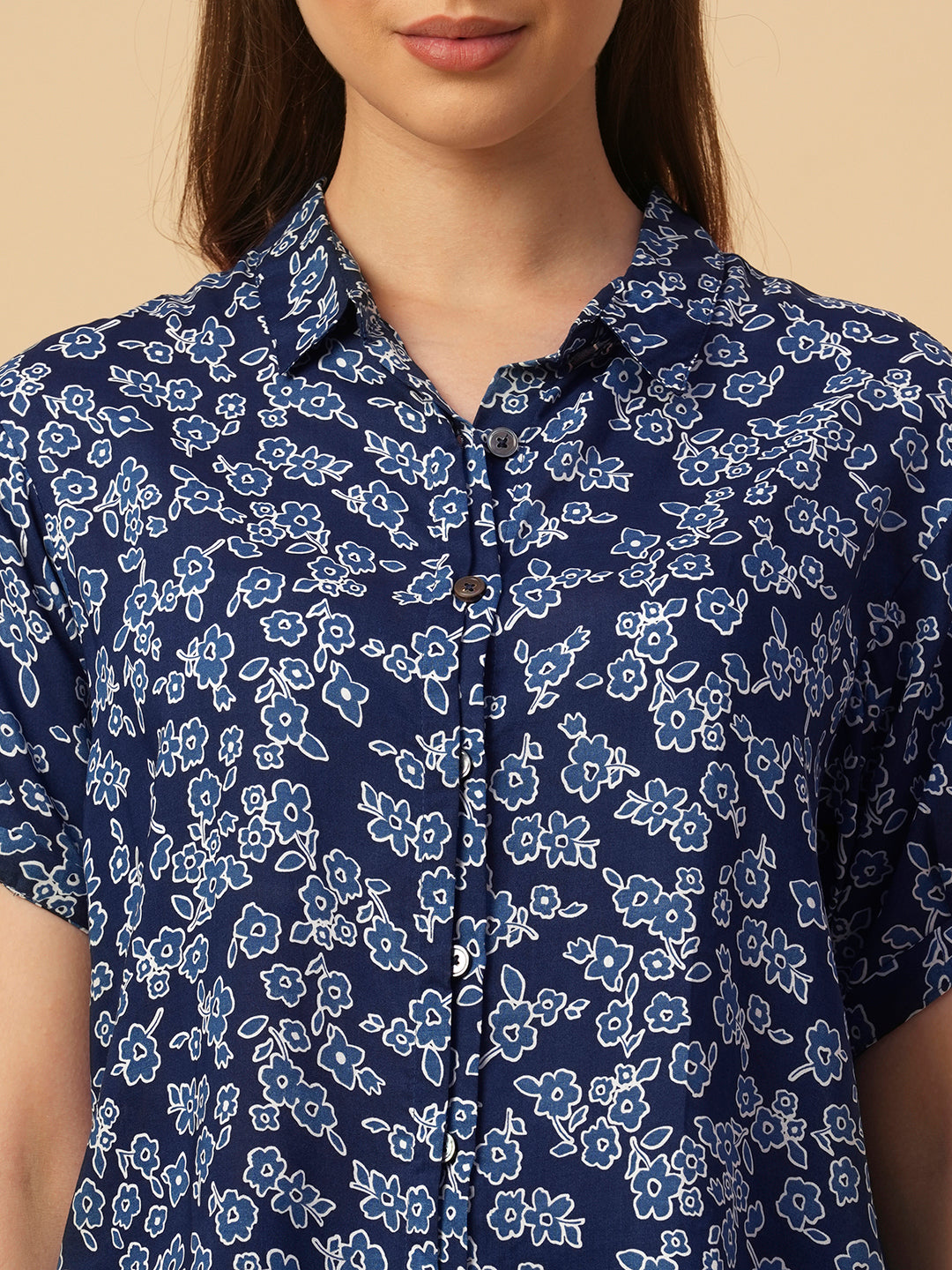 FLORAL PRINTED VISCOSE SHIRT
