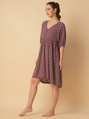 CRINKLE VISCOSE POLKA DOT BASQUE DRESS