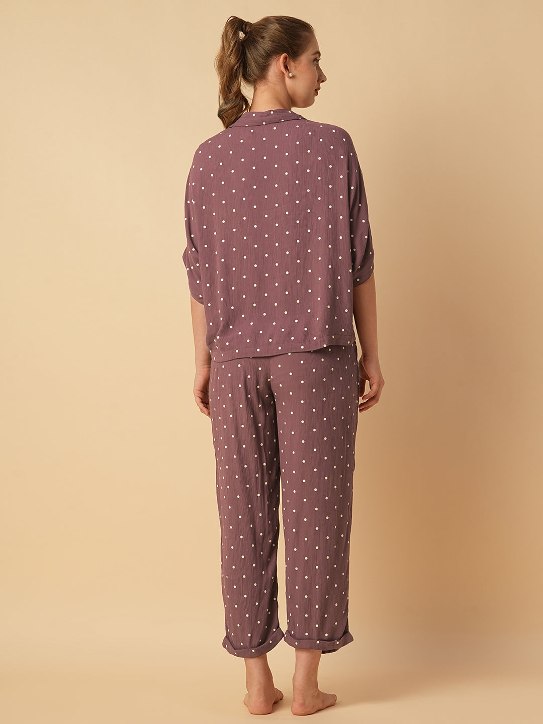 POLKA DOT CRINKLE VISCOSE LOUNGE SET