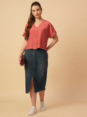 CRUSHED DOLEMAN SLEEVE TOP