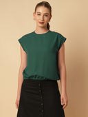 DROP SHOULDER EALSTICATED HEM TOP